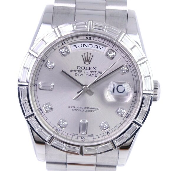 ROLEX Day date Watches 118366A M SilverDial PtPlatinum/diamond Mechanical - Picture 1 of 9